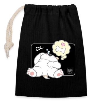 Dog Korean - Japanese Style 11 - Closable cotton gift bag (14x20cm) - black - Front