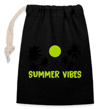 summer vibes - Verschließbarer Geschenkbeutel aus Baumwolle (14x20cm) - Schwarz - Vorne