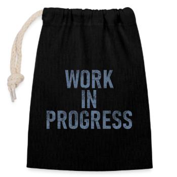 Work in progress - Closable cotton gift bag (14x20cm) - black - Front