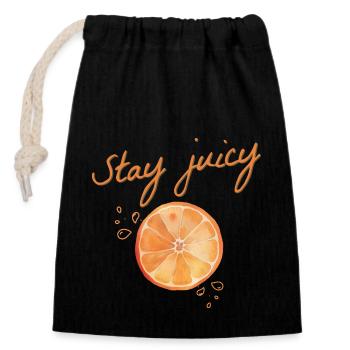 Reste juteux demi-jus d’orange fruité couleur estivale - Sac cadeau en coton avec cordon (14 x 20 cm) - noir - Devant