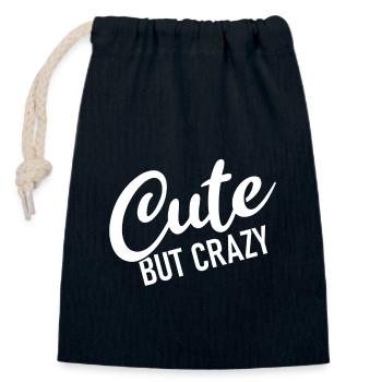 Mignon mais fou - Citation cool - Doux mais fou - Sac cadeau en coton avec cordon (14 x 20 cm) - bleu marine - Devant
