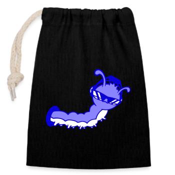 Cool Mignon DJ Caterpillar Eats Hole Fête Club Musique - Sac cadeau en coton avec cordon (14 x 20 cm) - noir - Devant