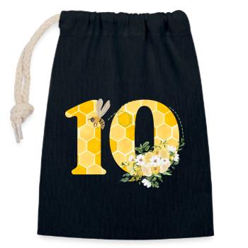 10th Anniversary Bee - Closable cotton gift bag (14x20cm) - navy - Front