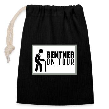 Rentner on Tour Warnschild für aktive Senioren - Verschließbarer Geschenkbeutel aus Baumwolle (14x20cm) - Schwarz - Vorne