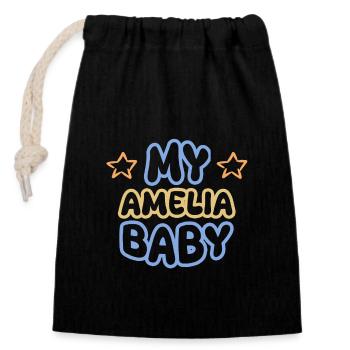 Amelia - Sac cadeau en coton avec cordon (14 x 20 cm) - noir - Devant