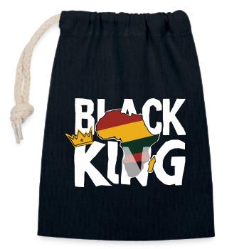 Schwarzer König - Verschließbarer Geschenkbeutel aus Baumwolle (14x20cm) - Navy - Vorne
