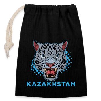 Kasachstan UdSSR Zentralasien National Tier - Verschließbarer Geschenkbeutel aus Baumwolle (14x20cm) - Schwarz - Vorne