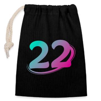 Number 22 multicolor - Closable cotton gift bag (14x20cm) - black - Front