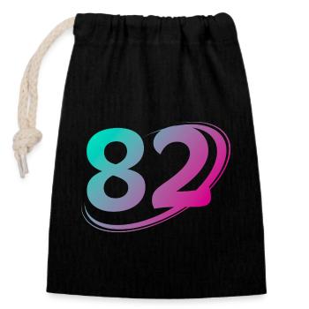 Number 82 multicolor - Closable cotton gift bag (14x20cm) - black - Front