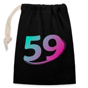 Number 59 multicolor - Closable cotton gift bag (14x20cm) - black - Front