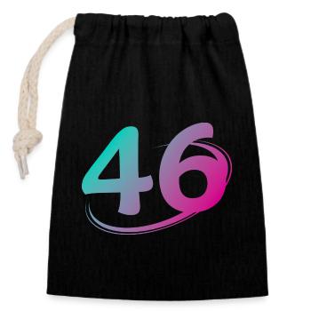 Number 46 multicolor - Closable cotton gift bag (14x20cm) - black - Front