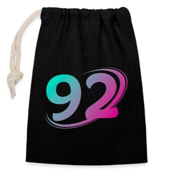 Number 92 multicolor - Closable cotton gift bag (14x20cm) - black - Front