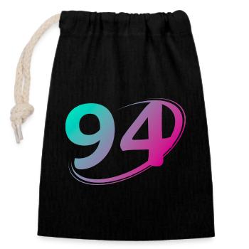 Number 94 multicolor - Closable cotton gift bag (14x20cm) - black - Front
