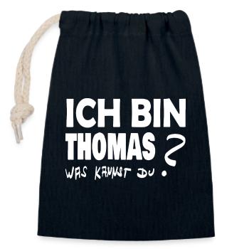 Cadeau pour Thomas - Sac cadeau en coton avec cordon (14 x 20 cm) - bleu marine - Devant