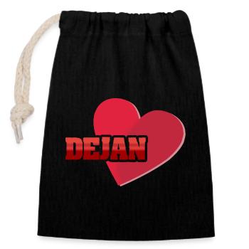 First name Dejan - Closable cotton gift bag (14x20cm) - black - Front