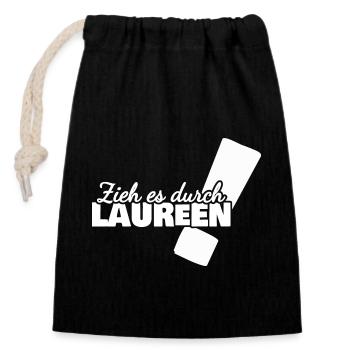 Geschenk für Laureen - Verschließbarer Geschenkbeutel aus Baumwolle (14x20cm) - Schwarz - Vorne