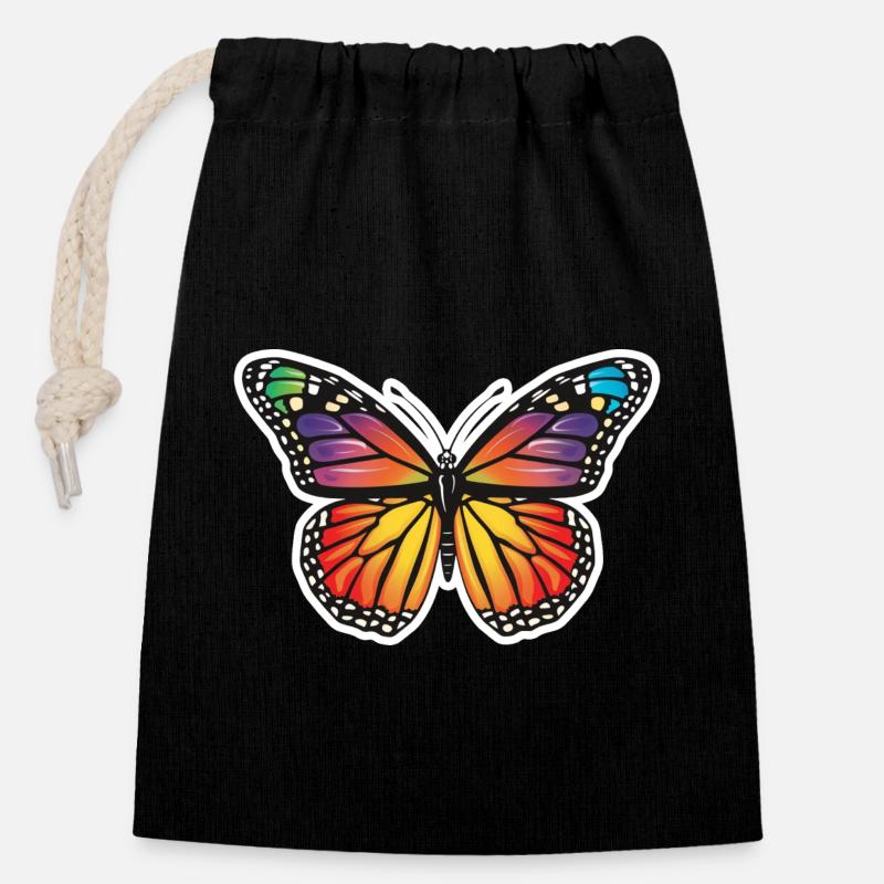 Schmetterling Schmetterling - Verschließbarer Geschenkbeutel aus Baumwolle (14x20cm) - Schwarz