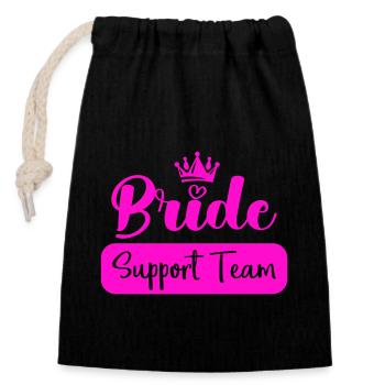 bride support team - Verschließbarer Geschenkbeutel aus Baumwolle (14x20cm) - Schwarz - Vorne