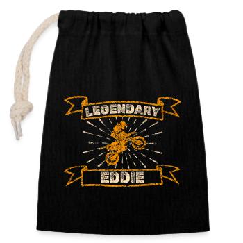 Moto Eddie - Sac cadeau en coton avec cordon (14 x 20 cm) - noir - Devant
