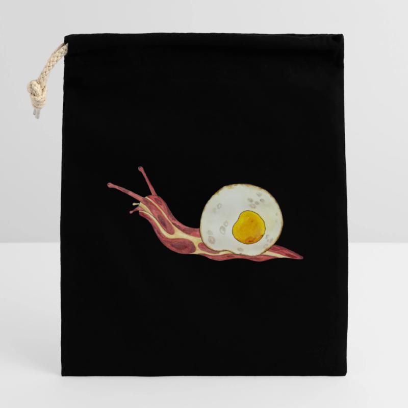Bacon Roll Bacon and egg Fried Egg Closable cotton gift bag (14x20cm)