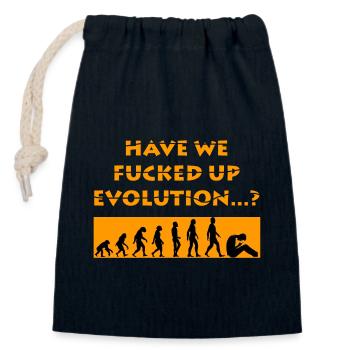 Have we fucked up evolution? - Closable cotton gift bag (14x20cm) - navy - Front