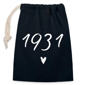 1931 Heart Anniversary - Closable cotton gift bag (14x20cm) - navy - Front