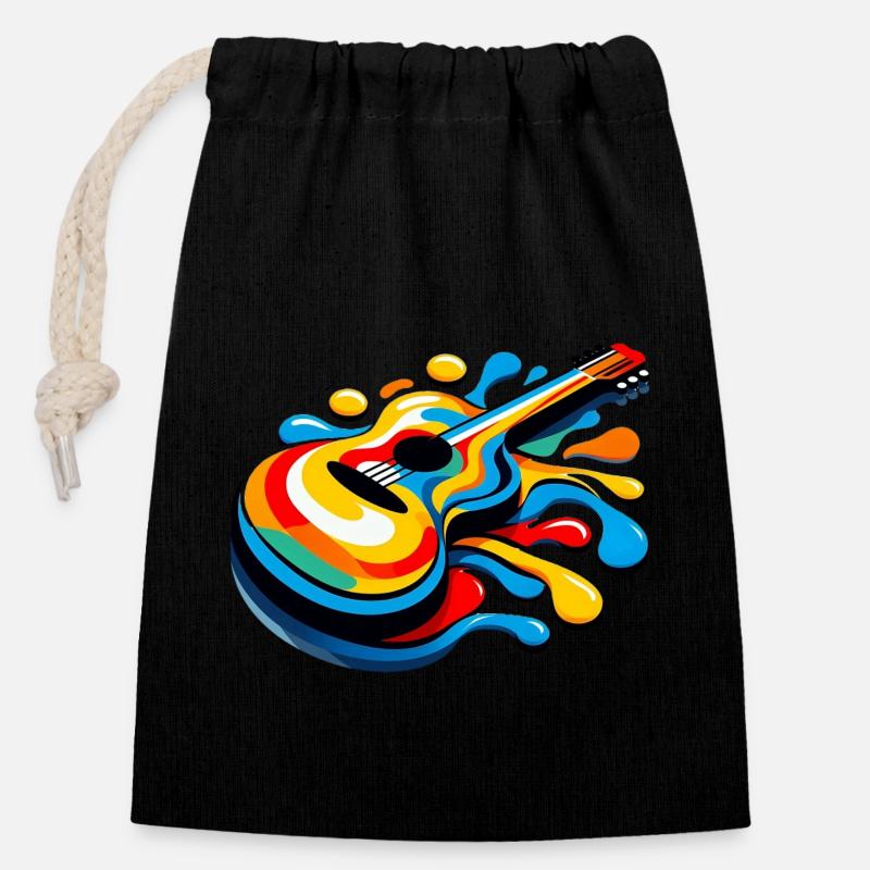 Schmelzende Regenbogen-Gitarre - Verschließbarer Geschenkbeutel aus Baumwolle (14x20cm) - Schwarz