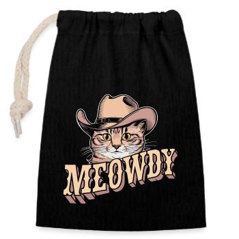 Funny Cowboy Cat With Meowdy Texas Vibes - Closable cotton gift bag (14x20cm) - black - Front
