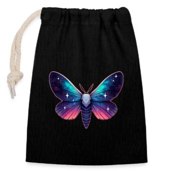 Galaxy Moth - Cosmic Space Themed Fantasy - Closable cotton gift bag (14x20cm) - black - Front