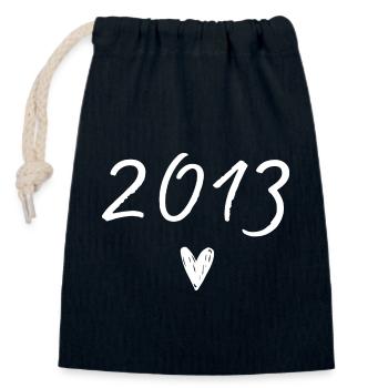 Herzjubiläum 2013 - Verschließbarer Geschenkbeutel aus Baumwolle (14x20cm) - Navy - Vorne
