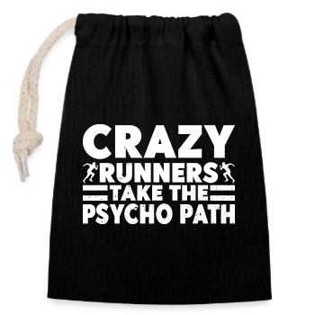 Marathon Runner Crazy Runners Running - Closable cotton gift bag (14x20cm) - black - Front