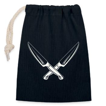 messer 2 - Verschließbarer Geschenkbeutel aus Baumwolle (14x20cm) - Navy - Vorne