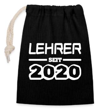 Lehrerin 2020 - Verschließbarer Geschenkbeutel aus Baumwolle (14x20cm) - Schwarz - Vorne