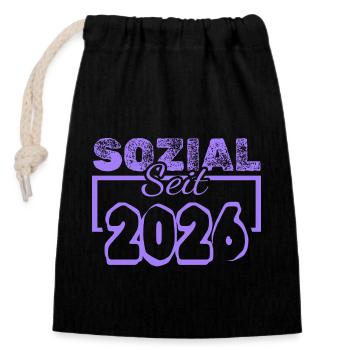 2026 - Sac cadeau en coton avec cordon (14 x 20 cm) - noir - Devant
