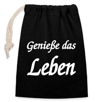 Leben - Verschließbarer Geschenkbeutel aus Baumwolle (14x20cm) - Schwarz - Vorne