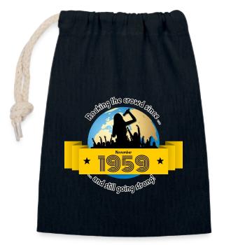 65. Geburtstag Rocking the crowd since 11/1959 - Verschließbarer Geschenkbeutel aus Baumwolle (14x20cm) - Navy - Vorne
