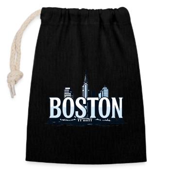 Boston – Wo Geschichte neu geschrieben wird! - Verschließbarer Geschenkbeutel aus Baumwolle (14x20cm) - Schwarz - Vorne