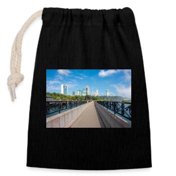 Niagara City Skyline and Niagara Falls panorama - Closable cotton gift bag (14x20cm) - black - Front