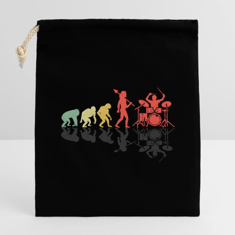 Drummer Evolution Drum Music Lover Drumming Drumme Sac cadeau en coton avec cordon (14 x 20 cm)
