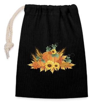 Pumpkin Grain Foliage Autumn - Closable cotton gift bag (14x20cm) - black - Front