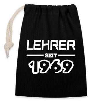 Lehrerin 1969 - Verschließbarer Geschenkbeutel aus Baumwolle (14x20cm) - Schwarz - Vorne