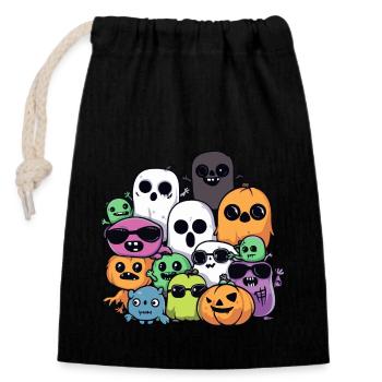 Halloween Party Figuren Cool - Verschließbarer Geschenkbeutel aus Baumwolle (14x20cm) - Schwarz - Vorne