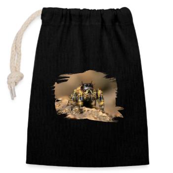 phidippus otiosus jumping spider, spring spinne - Sac cadeau en coton avec cordon (14 x 20 cm) - noir - Devant