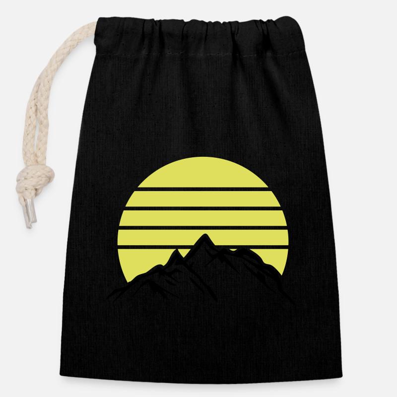 Montagnes Montagnes Montagnes 1 - Sac cadeau en coton avec cordon (14 x 20 cm) - noir