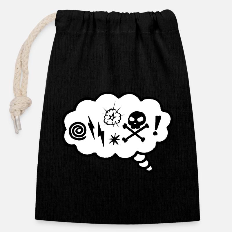 Angry Thought Bubble - Closable cotton gift bag (14x20cm) - black