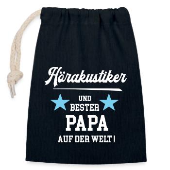 Hörakustiker Bester Papa Vatertag Geburtstag - Verschließbarer Geschenkbeutel aus Baumwolle (14x20cm) - Navy - Vorne