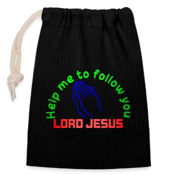 HELP ME TO FOLLOW YOU LORD JESUS - Sac cadeau en coton avec cordon (14 x 20 cm) - noir - Devant