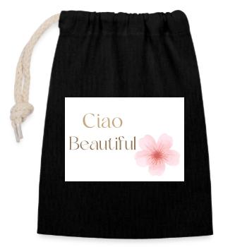 Ciao Beautiful Words Part Italian Saying - Closable cotton gift bag (14x20cm) - black - Front