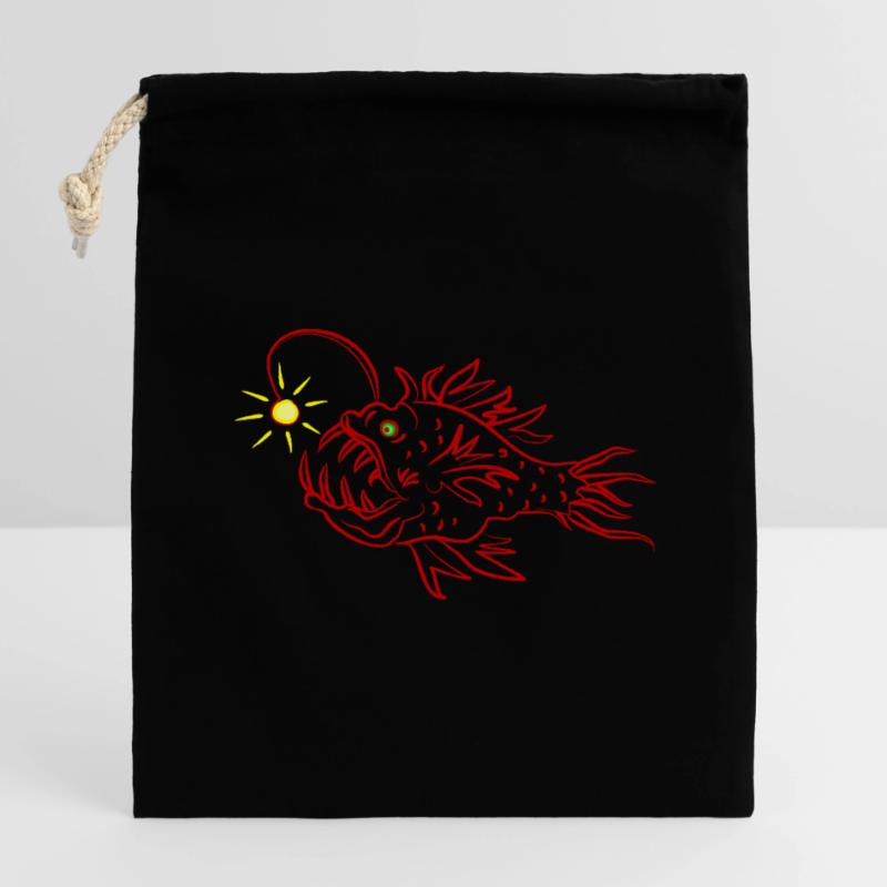 A lantern fish Closable cotton gift bag (14x20cm)
