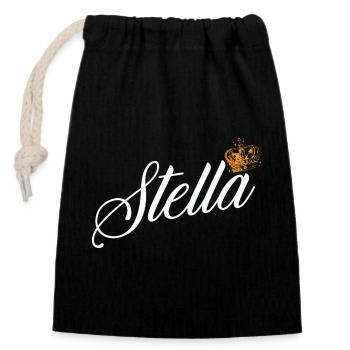 Stella Name für Frauen Kinder Kleinkinder - Stella - Verschließbarer Geschenkbeutel aus Baumwolle (14x20cm) - Schwarz - Vorne